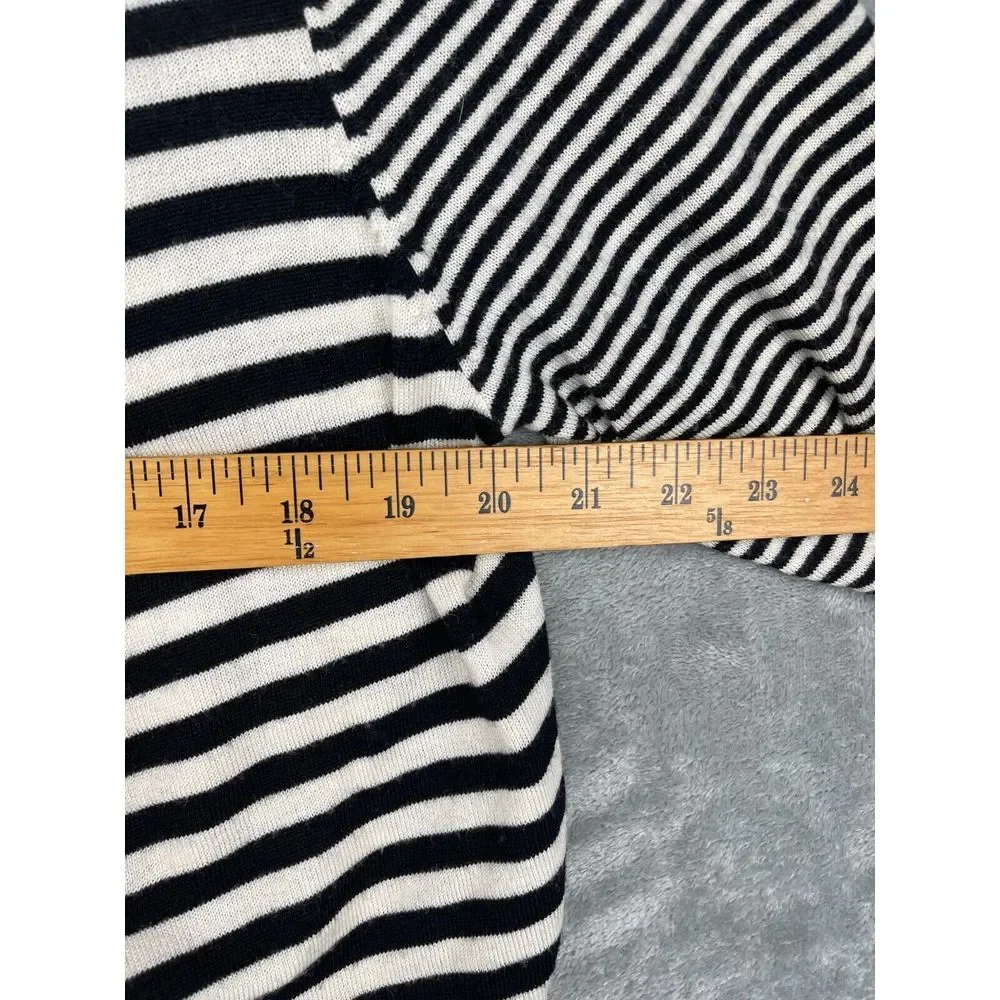 St. John Women's Striped Long Sleeve Open Front Cardigan Sweater Black Large‎